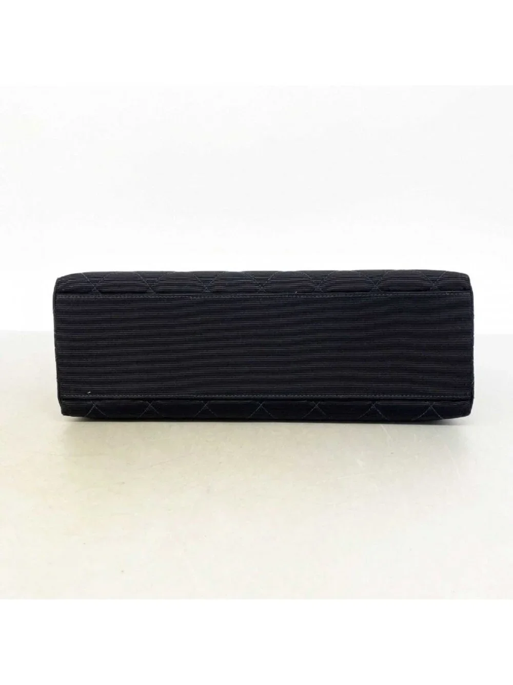 Chanel Shoulder Bag Quilted Cotton Black Gold